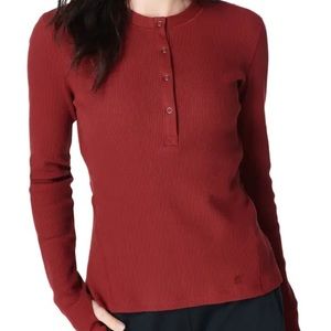 Sweaty Betty Laid Back Henley Top Red NWT Size 4-6